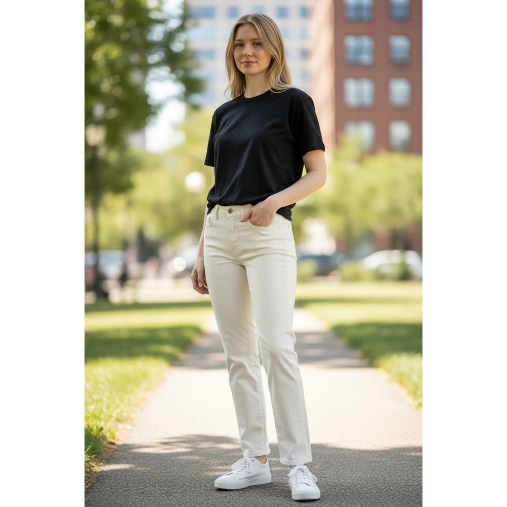 J Brand 914 Cigarette Leg Jeans White Slim Straight Mid Rise Size 26 914WHT